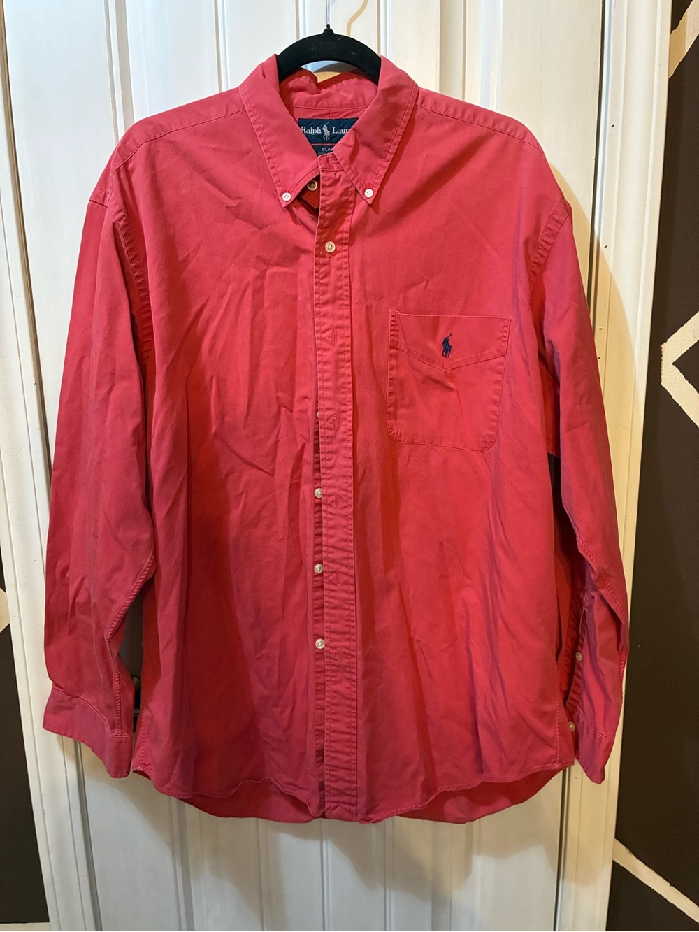 Ralph Lauren Men's Coral Button-Down Shirt with Chest Pocket